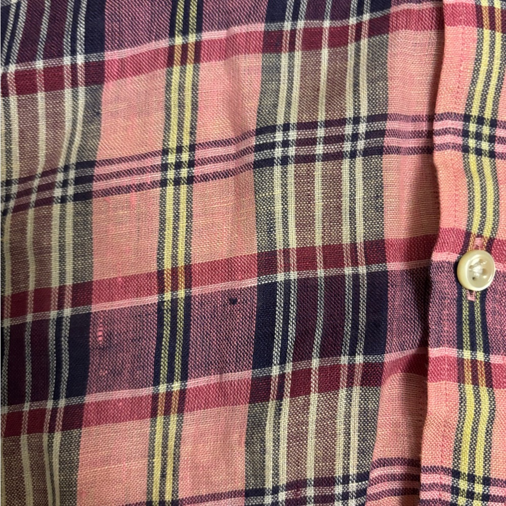 Ralph Lauren Sport women's long-sleeve checkered linen shirt slim fit - size 8 - Picture 9 of 9